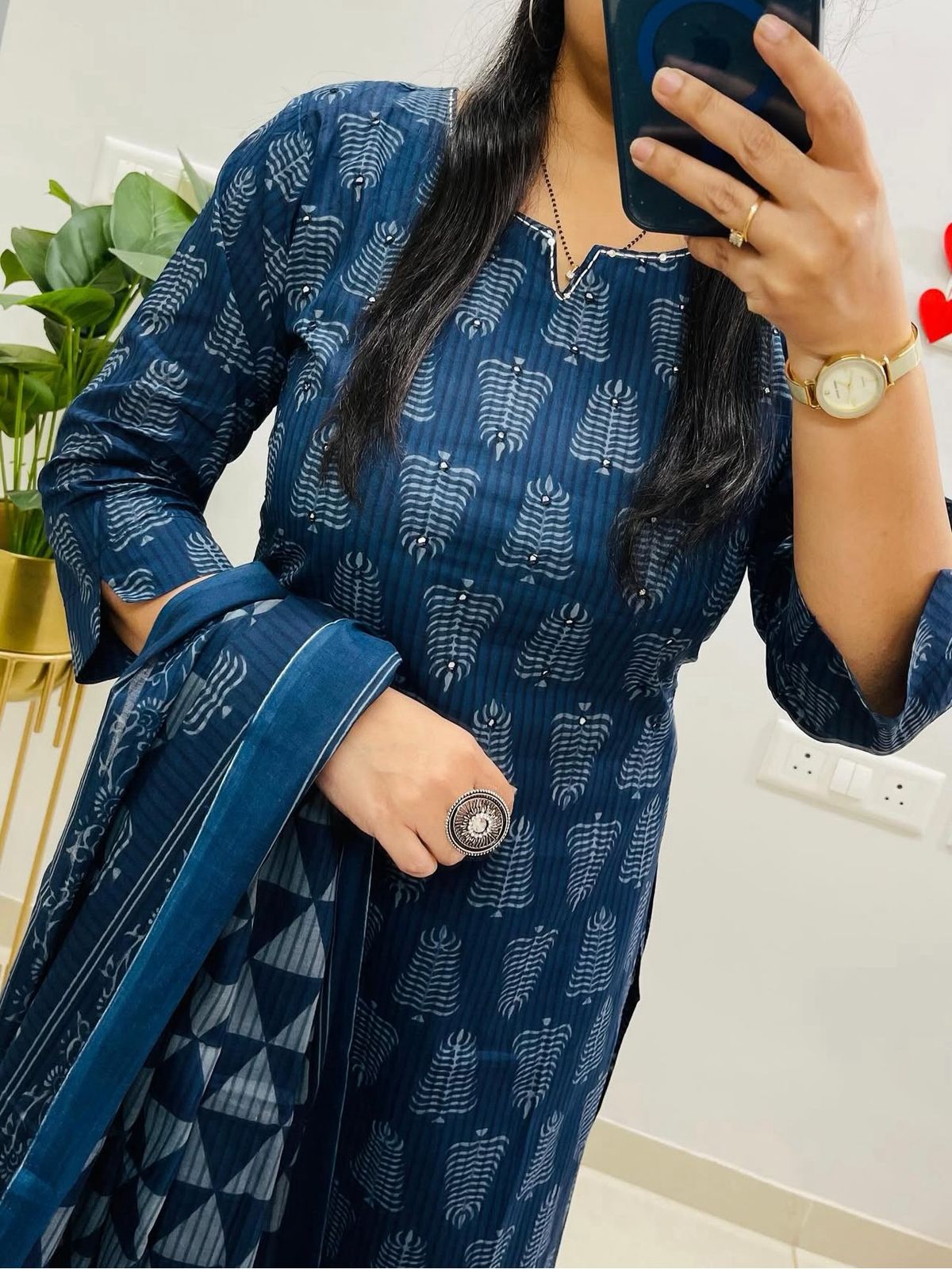 Premium Navy Blue Ethnic Suit Set with Unique Prints and Soft Dupatta (BMNM08)