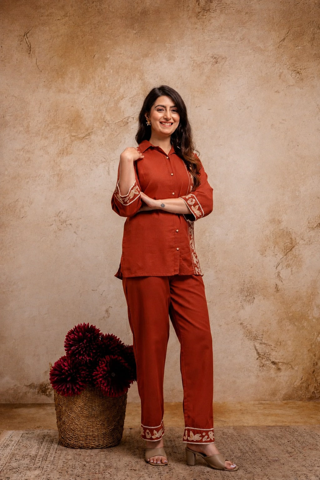 Comfortable Cotton Flex Embroidered Co-Ord Set for Casual & Festive Wear (HMD04) (01)
