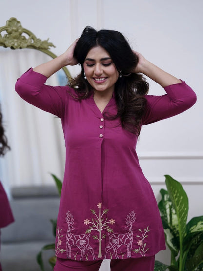 Premium cotton top with beautiful embroidery work(MDCO-07)