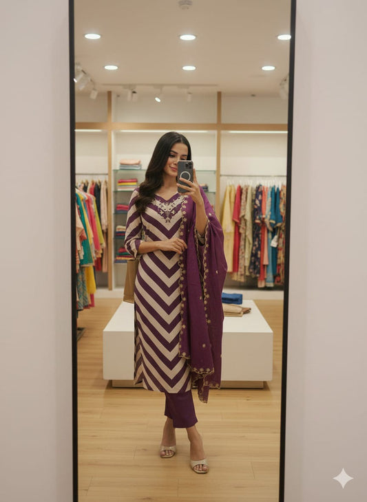 Featuring Beautiful Suit Sets in Pure Premium Chanderi With Full Hand Work Pent Dupatta Set