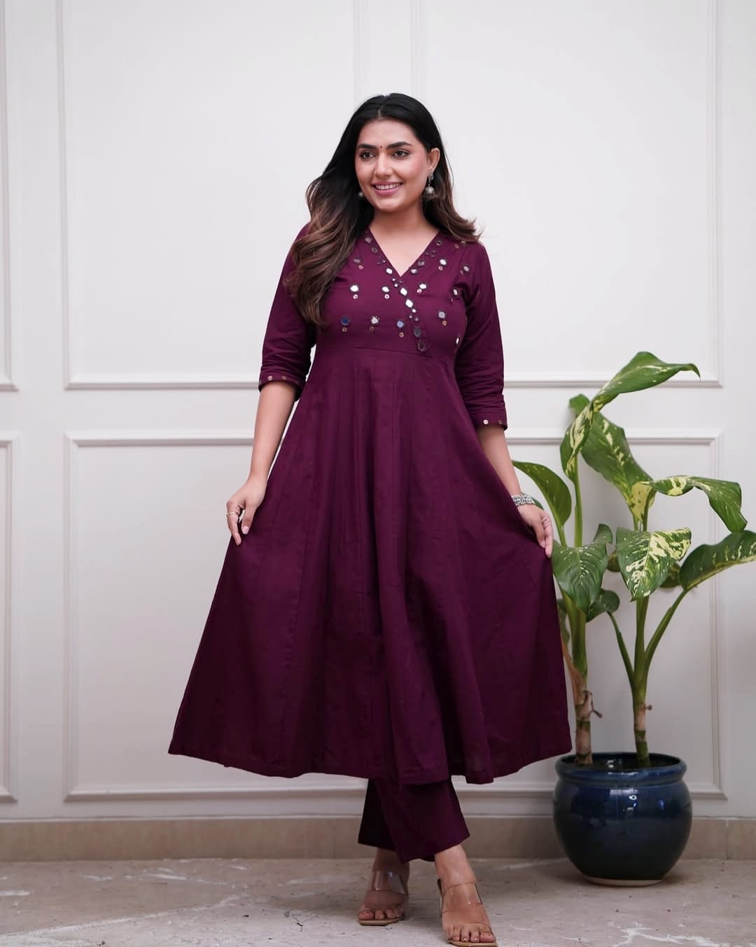 Upgrade your office wear wardrobe with this classy kurti  mirror work  (MDCO-12)