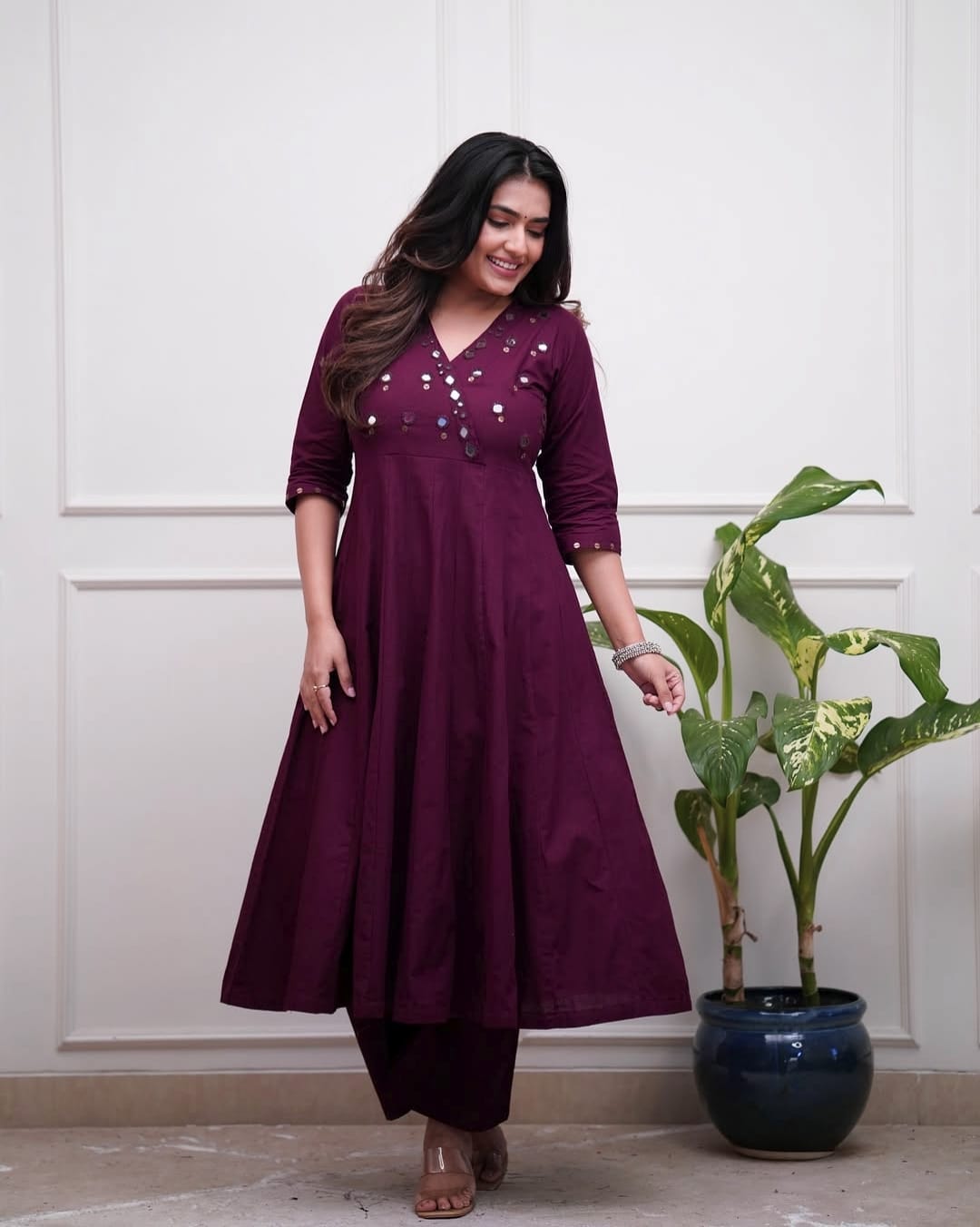 Upgrade your office wear wardrobe with this classy kurti  mirror work  (MDCO-12)
