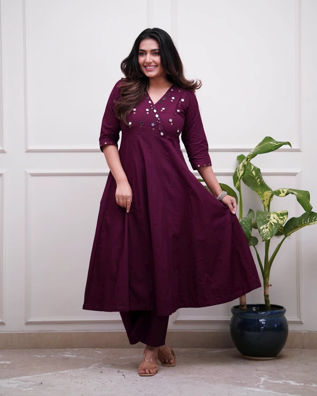 Upgrade your office wear wardrobe with this classy kurti  mirror work  (MDCO-12)
