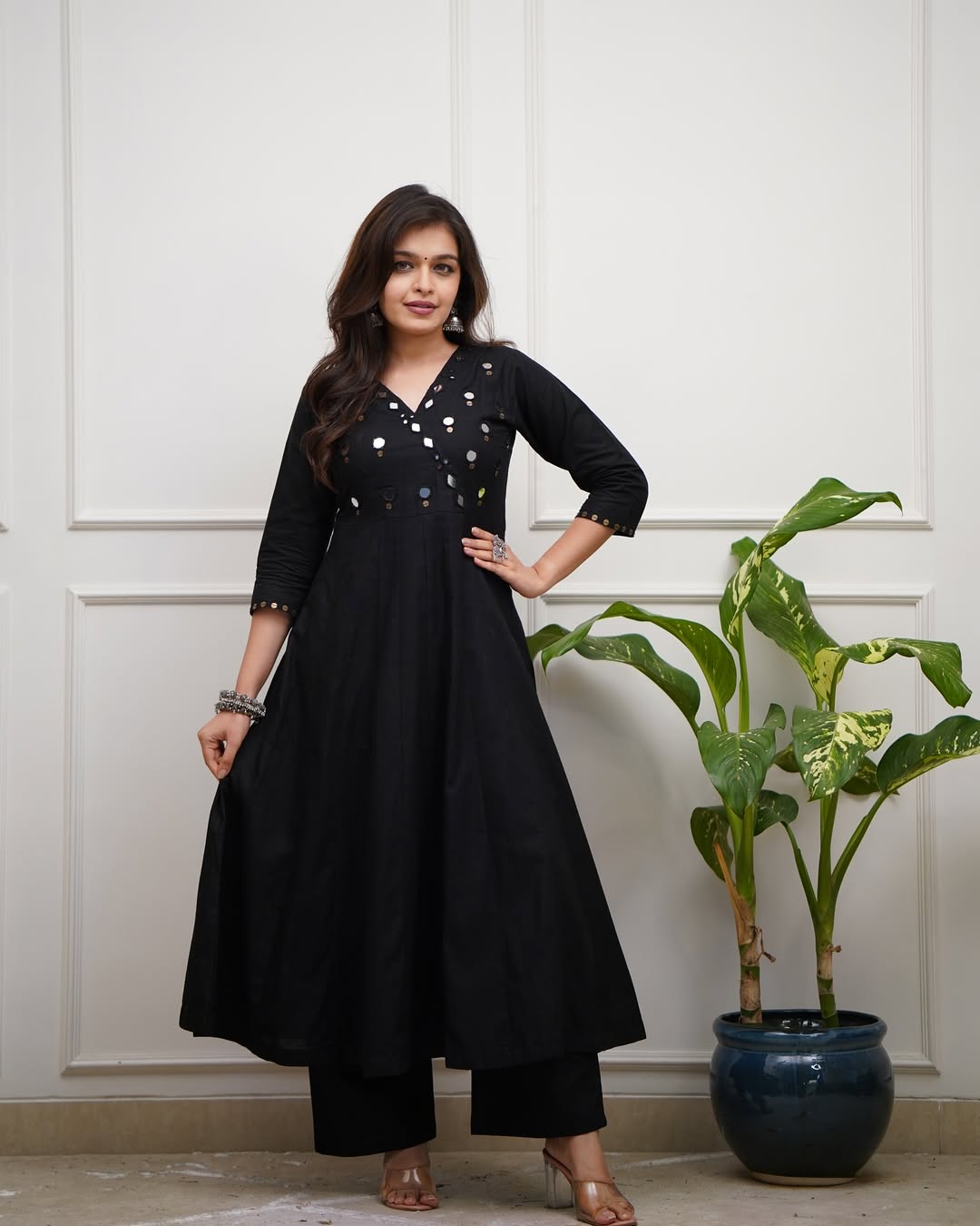 Upgrade your office wear wardrobe with this classy kurti  mirror work  (MDCO-12) (01)