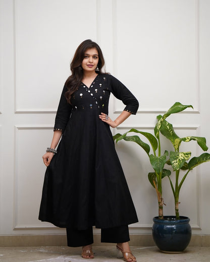 Upgrade your office wear wardrobe with this classy kurti  mirror work  (MDCO-12) (01)