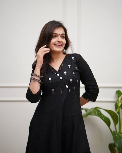 Upgrade your office wear wardrobe with this classy kurti  mirror work  (MDCO-12) (01)