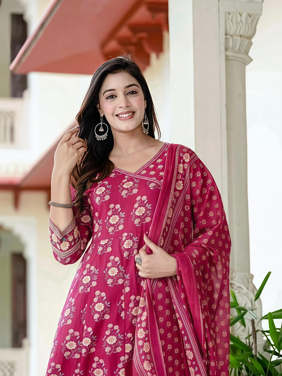 Women Ethnic Printed Kurta Set with Dupatta – Festive & Wedding Wear(BMSK39)