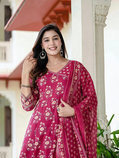 Women Ethnic Printed Kurta Set with Dupatta – Festive & Wedding Wear(BMSK39)