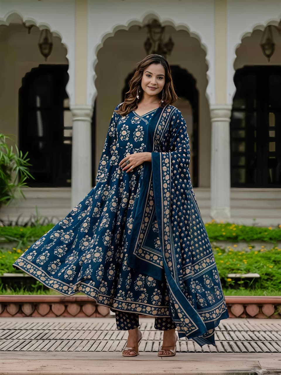 Women Ethnic Printed Kurta Set with Dupatta – Festive & Wedding Wear(BMSK39)