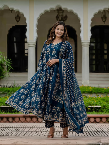 Women Ethnic Printed Kurta Set with Dupatta – Festive & Wedding Wear(BMSK39)