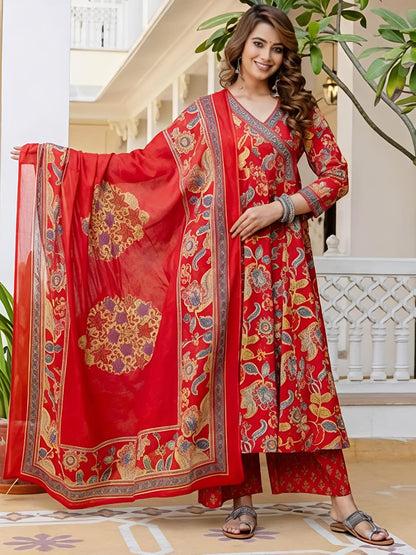 New stylish and affordable beautiful angrakha anarkali set with beautiful print and fabric pure Cotton (BMSK16)