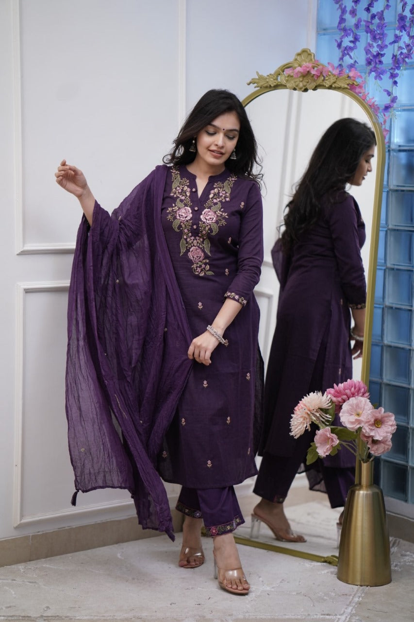 LAUNCHING COTTON KURTA PANT AND DUPATTA SET (SSK03)