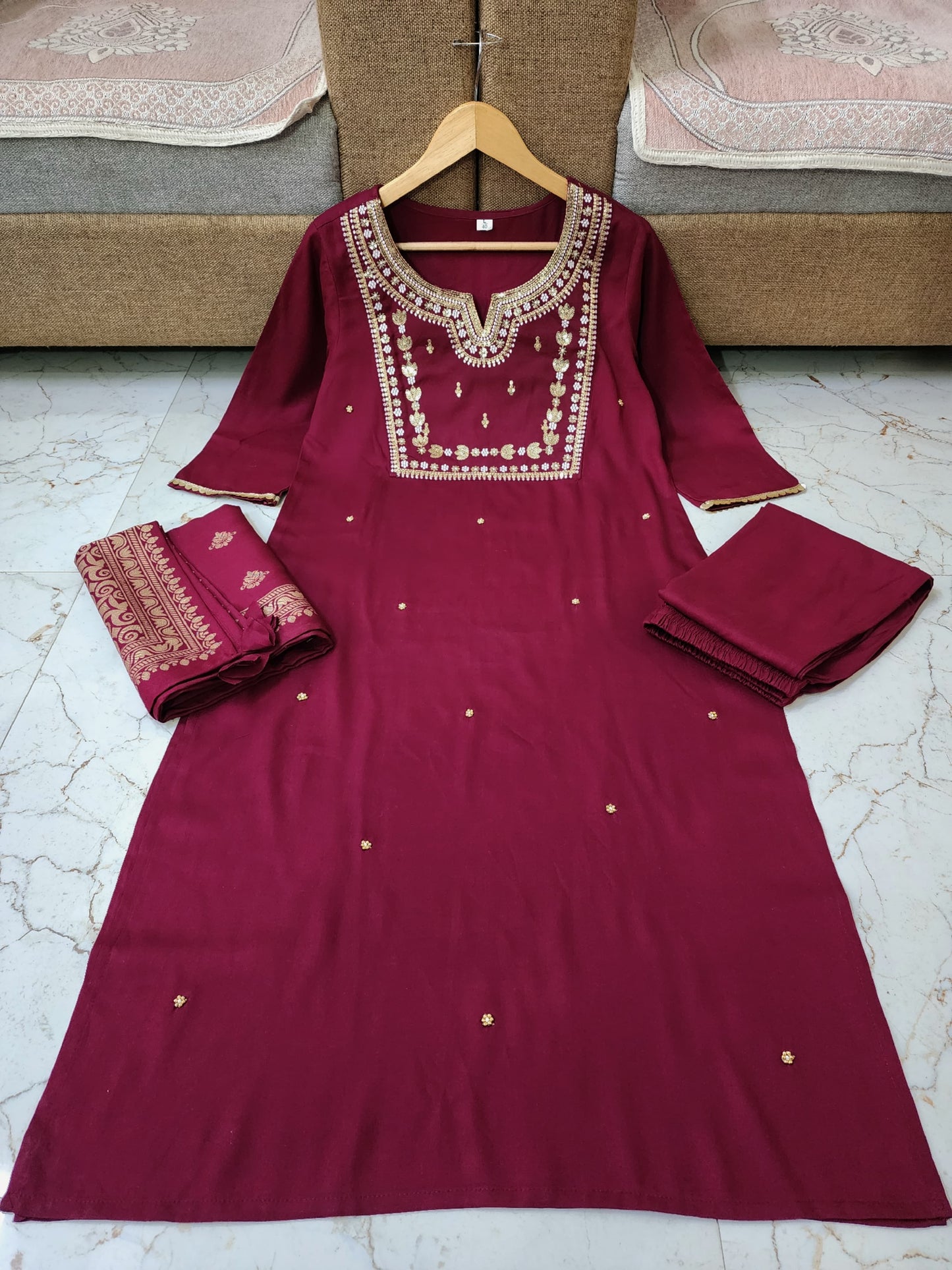 Beautiful Heavy Sequence Embroidery & Heavy Adda hand work all over kurti ( KT 02 )
