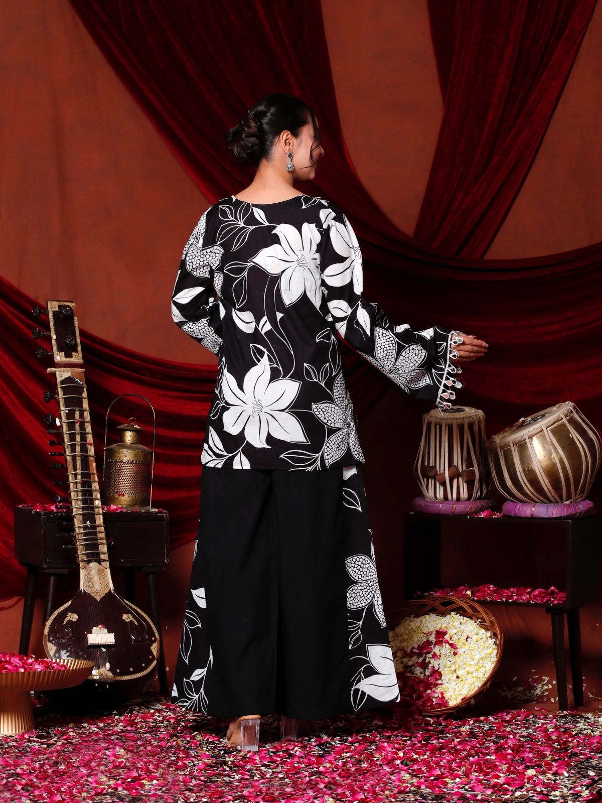 Festive Elegance with this Stunning Maroon Floral Coord Set
