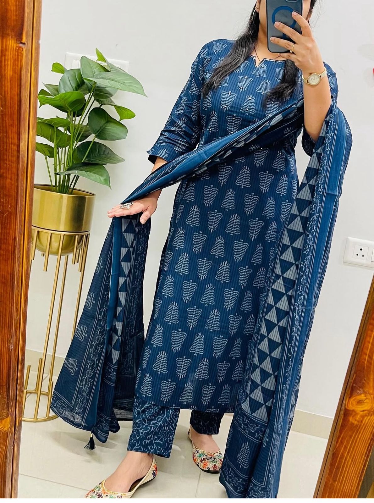Premium Navy Blue Ethnic Suit Set with Unique Prints and Soft Dupatta (BMNM08)