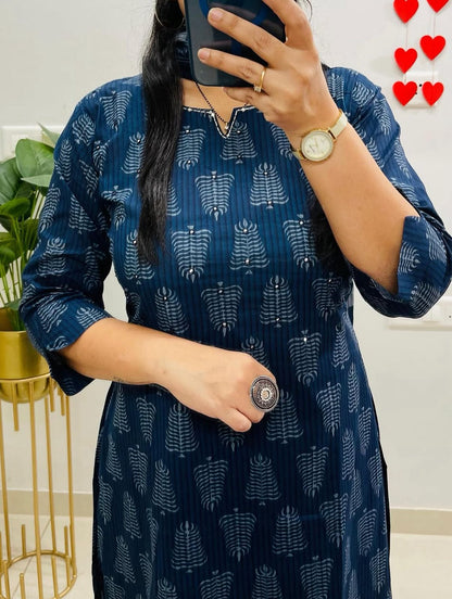 Premium Navy Blue Ethnic Suit Set with Unique Prints and Soft Dupatta (BMNM08)