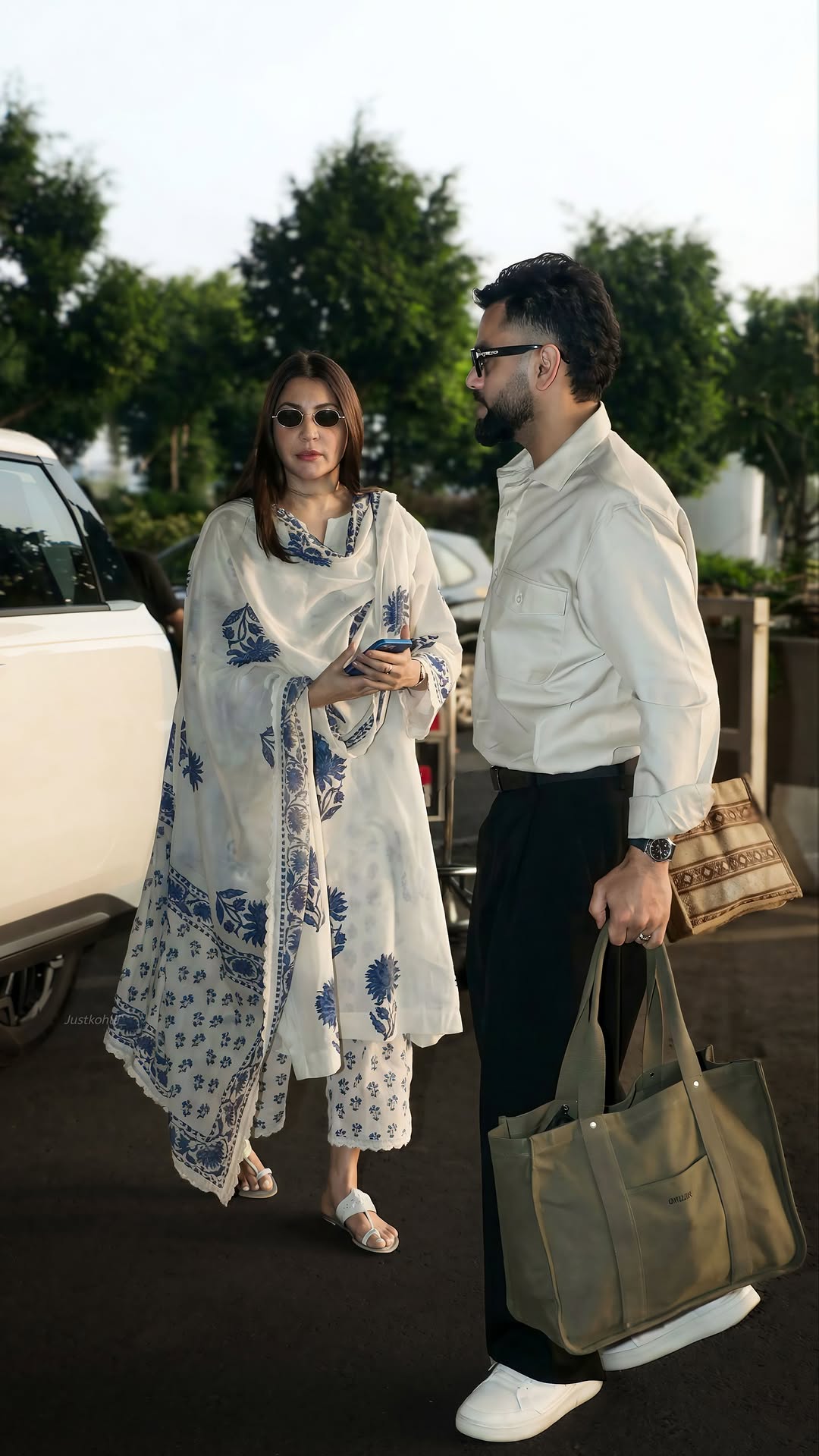 Elegant White & Blue Floral Printed Cotton Suit Set with Dupatta, Stylish Daily Wear