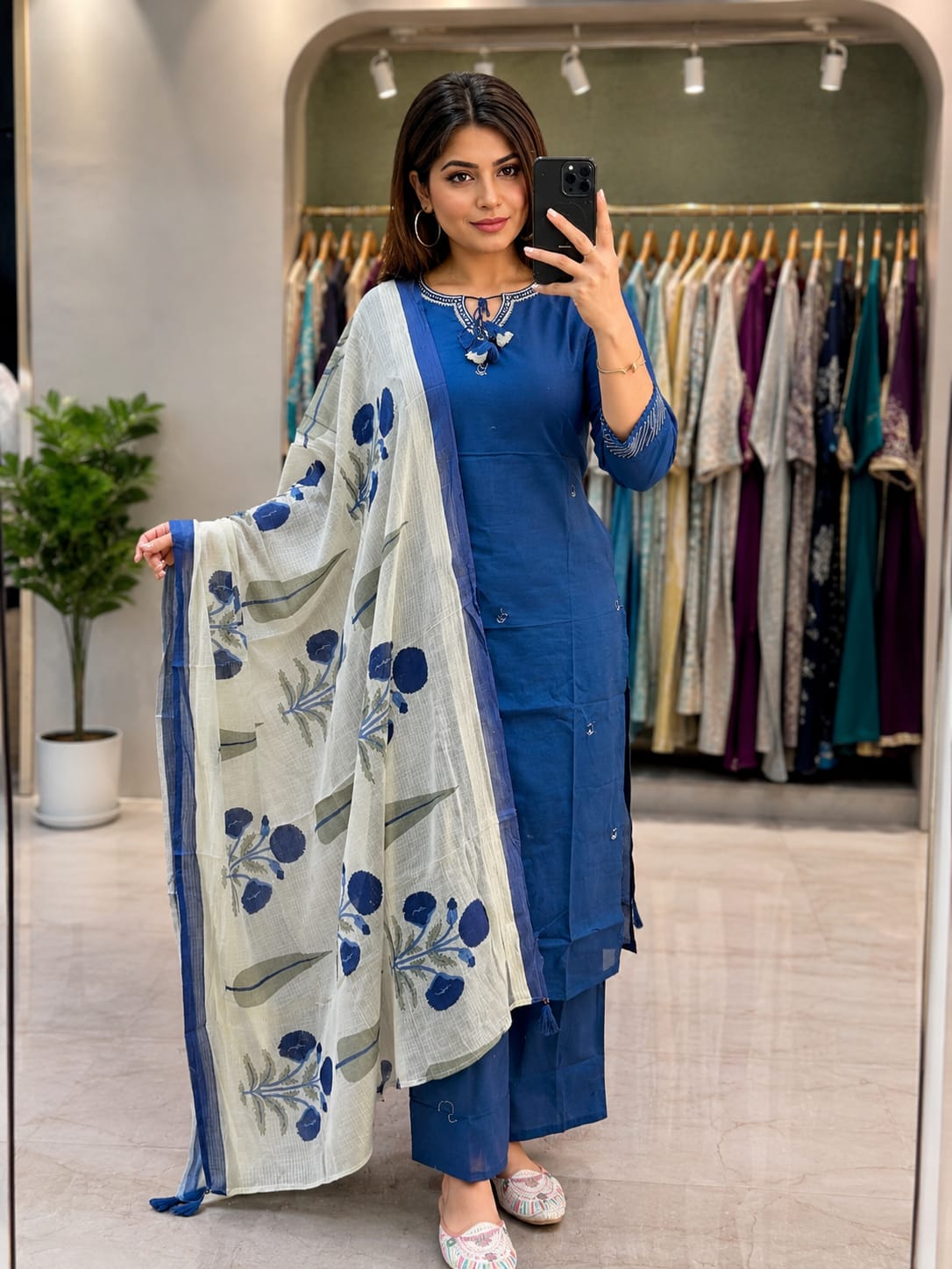 Modern Ethnic Kurti Palazzo Dupatta Set With Soft Comfortable Premium Cotton Fabric (ADWC01) (01)