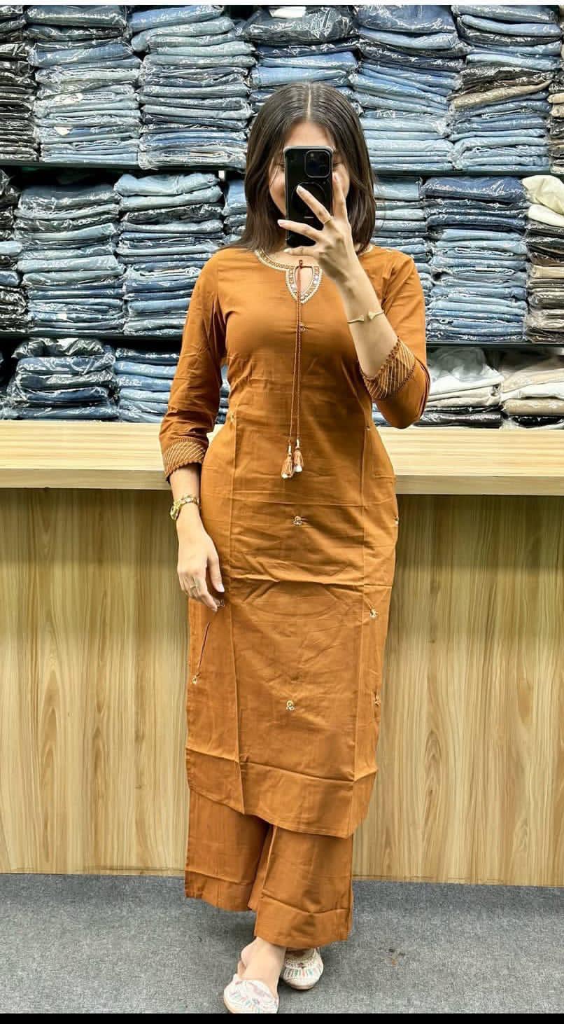 Modern Ethnic Kurti Palazzo Dupatta Set With Soft Comfortable Premium Cotton Fabric (ADWC01)