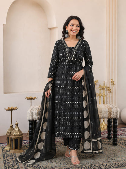 New Arrival Women Pure Cotton Printed Suit Set with Dupatta (ANJRD162)