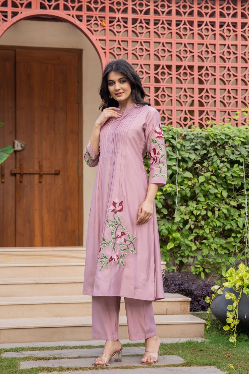 Women’s Designer A-Line Kurta Set with Beautiful Floral Embroidery (nama002)
