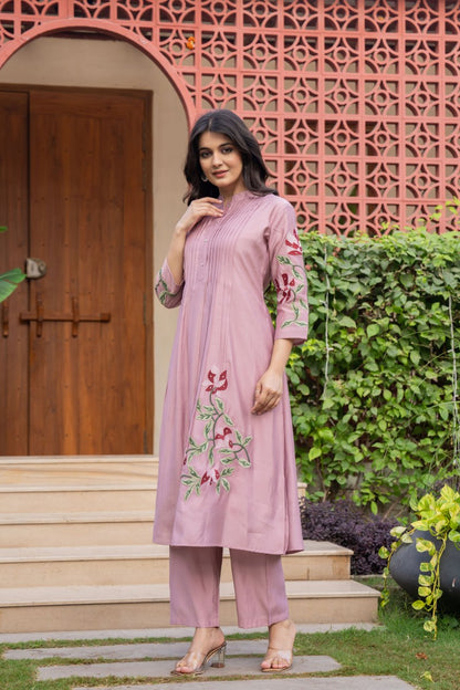 Women’s Designer A-Line Kurta Set with Beautiful Floral Embroidery (nama002)