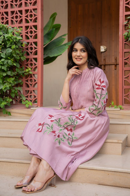 Women’s Designer A-Line Kurta Set with Beautiful Floral Embroidery (nama002)