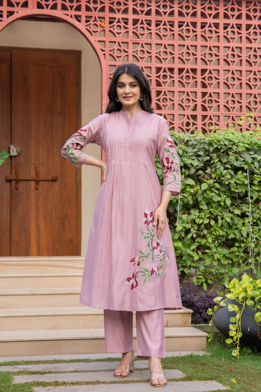 Women’s Designer A-Line Kurta Set with Beautiful Floral Embroidery (nama002)