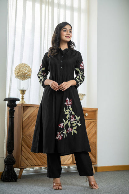 Women’s Designer A-Line Kurta Set with Beautiful Floral Embroidery (nama002)