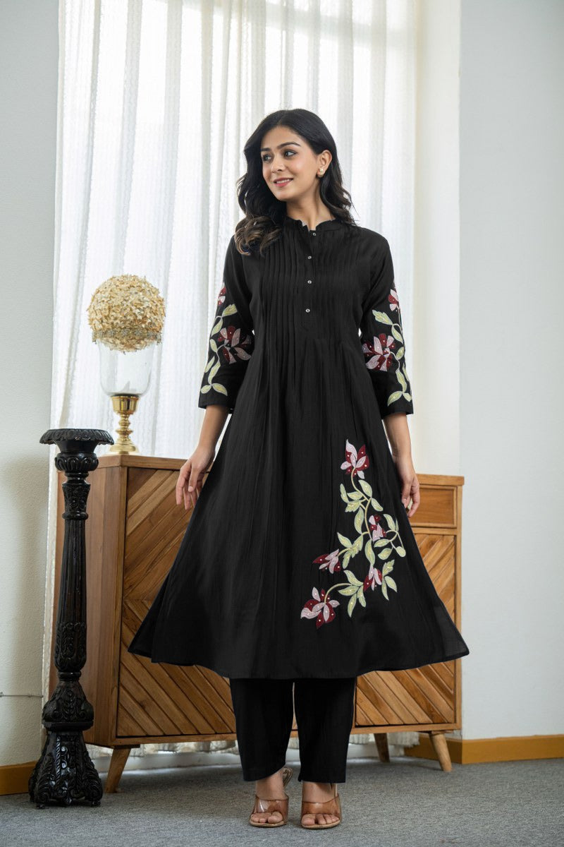 Women’s Designer A-Line Kurta Set with Beautiful Floral Embroidery (nama002)