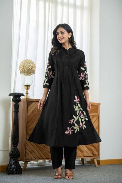 Women’s Designer A-Line Kurta Set with Beautiful Floral Embroidery (nama002)