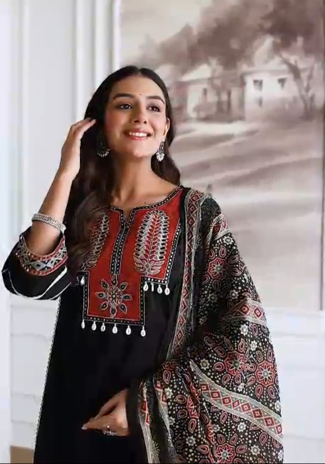 Designer Festive Wear Suit Set with Embroidered Neckline and Dupatta (nama003)
