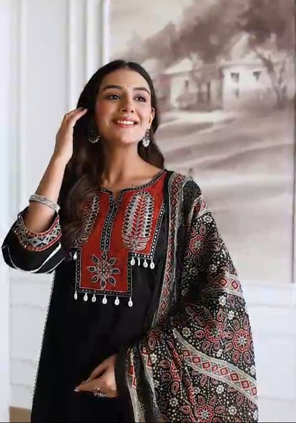 Designer Festive Wear Suit Set with Embroidered Neckline and Dupatta (nama003)