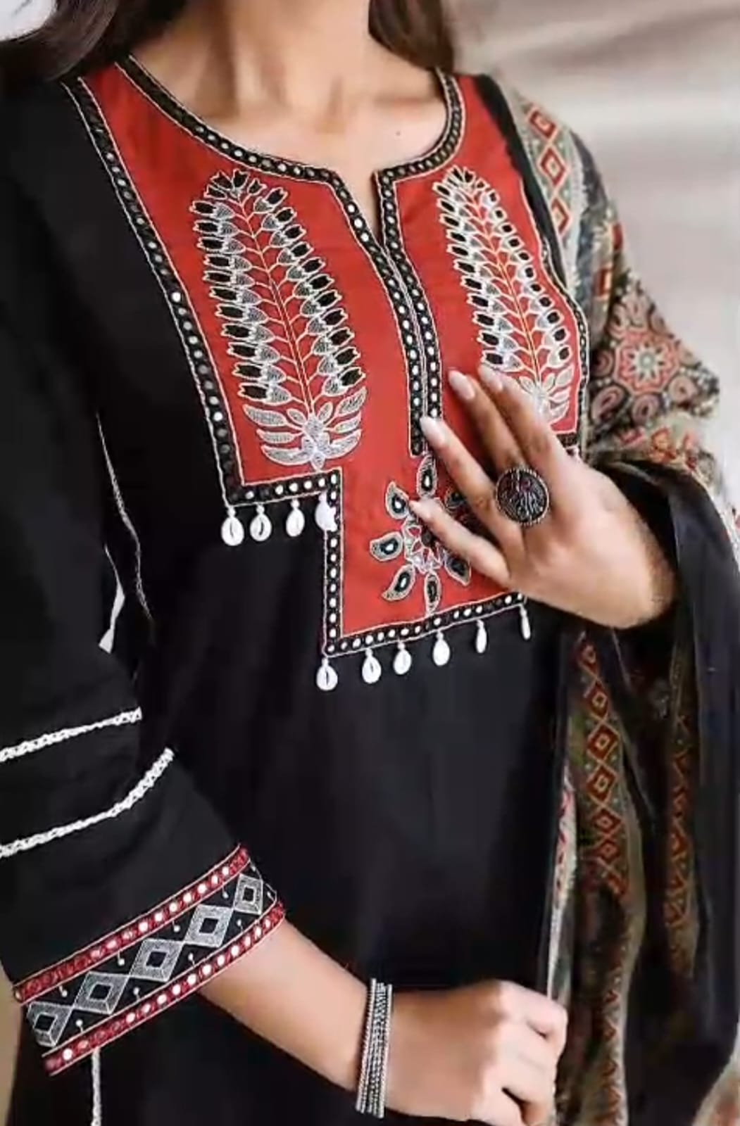 Designer Festive Wear Suit Set with Embroidered Neckline and Dupatta (nama003)