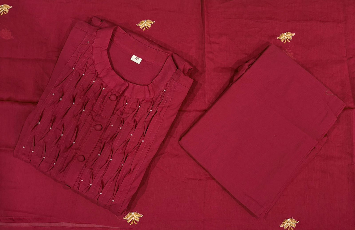 Premium Straight Kurta Pant Set with Machine Embroidery and Soft Dupatta (MAD001)