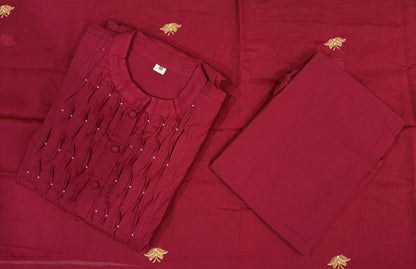 Premium Straight Kurta Pant Set with Machine Embroidery and Soft Dupatta (MAD001)