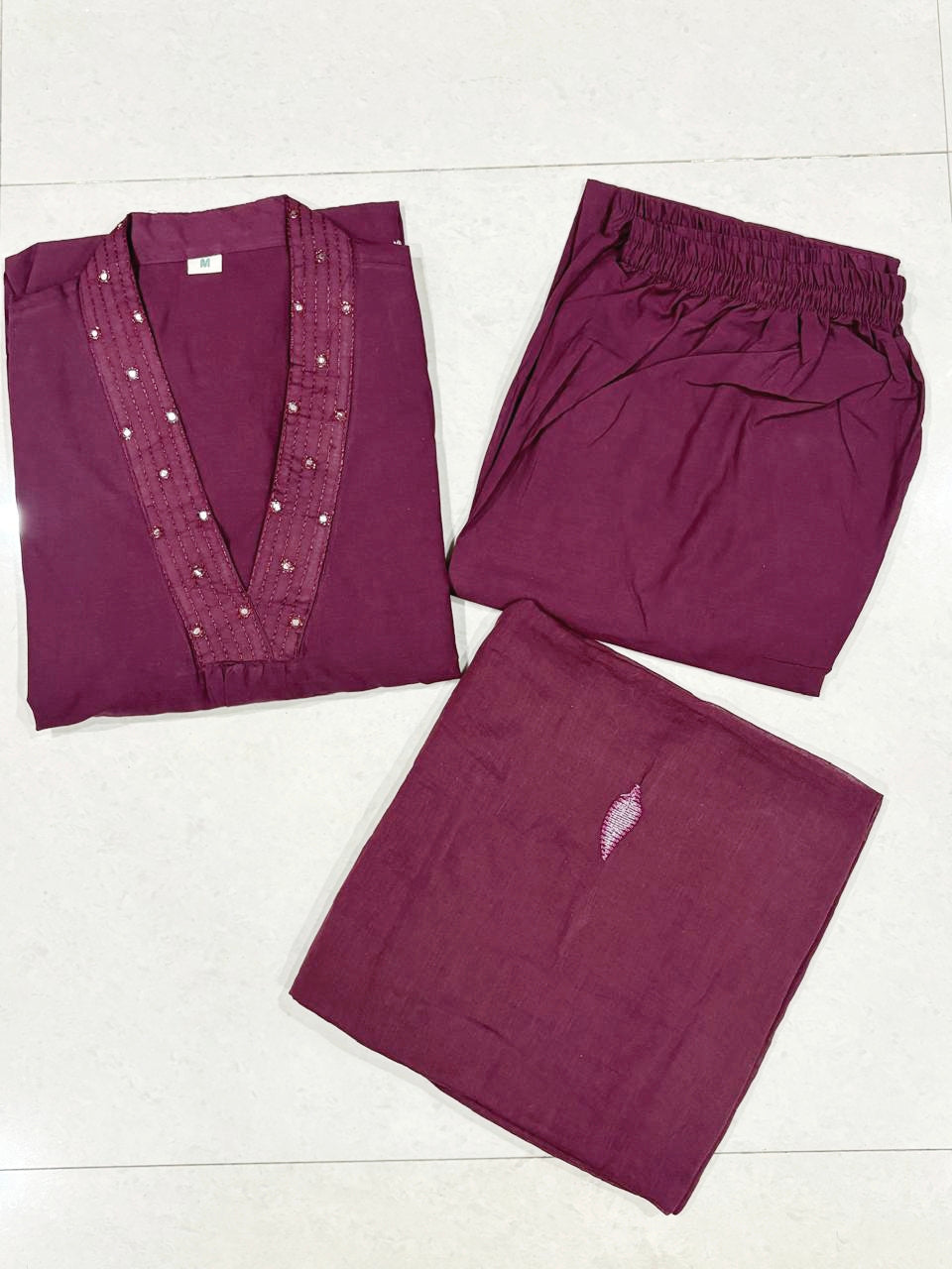 Premium Straight Kurta Pant Set with Machine Embroidery and Soft Dupatta (MAD002)