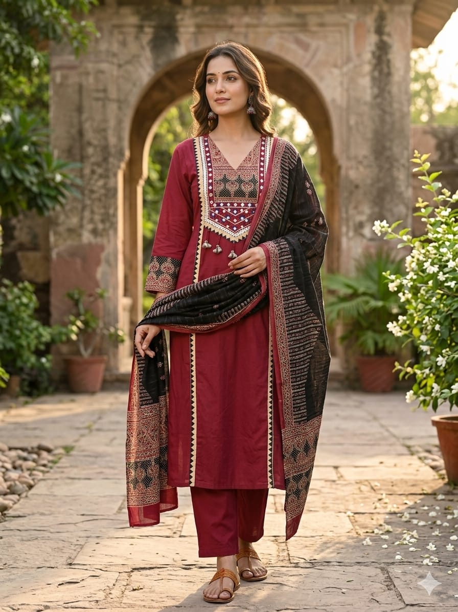 Featuring beautiful Heavy Suit Set which is beautifully decorated with weaving (AJMD01)