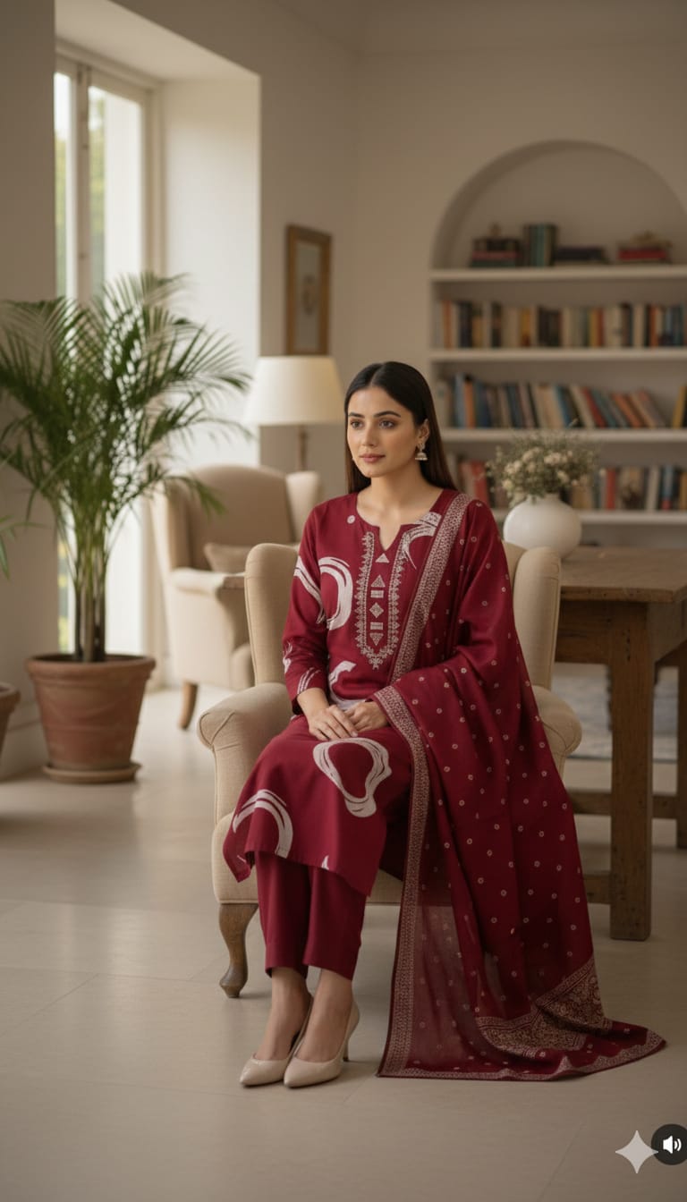 New Collection Heavy Cotton Kurti Pant Dupatta Set for Women (AJMD05)