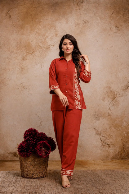Comfortable Cotton Flex Embroidered Co-Ord Set for Casual & Festive Wear (HMD04) (01)