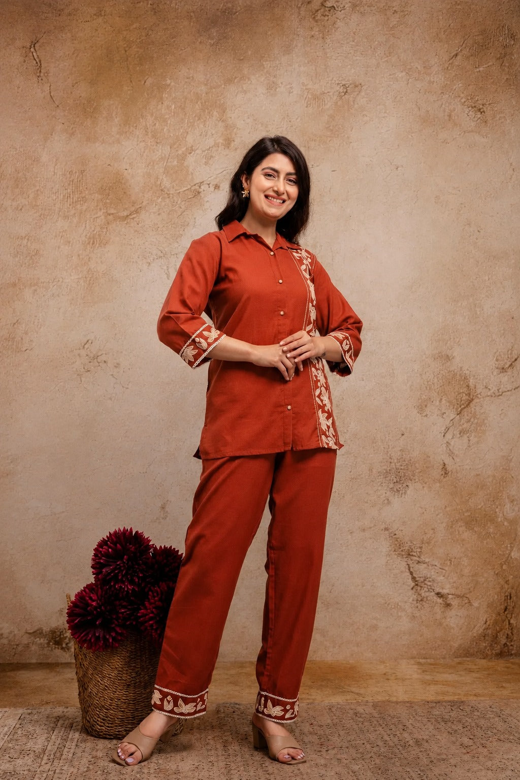 Comfortable Cotton Flex Embroidered Co-Ord Set for Casual & Festive Wear (HMD04) (01)