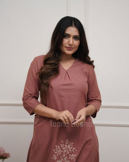 Elegant V-Neck Cotton Kurta Pant Set for Casual & Office Wear (HMD03)