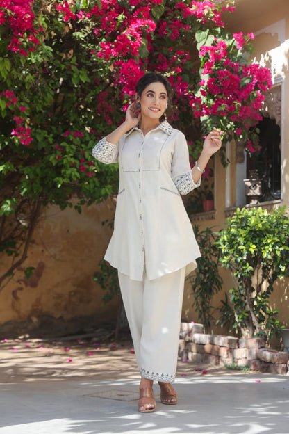 Premium Cotton Flex Embroidered Kurta Palazzo Set with Front Pockets (HNM01)