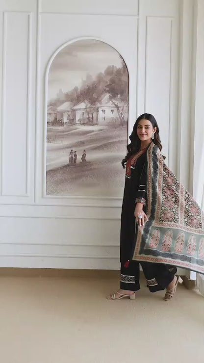 Designer Festive Wear Suit Set with Embroidered Neckline and Dupatta (nama003)