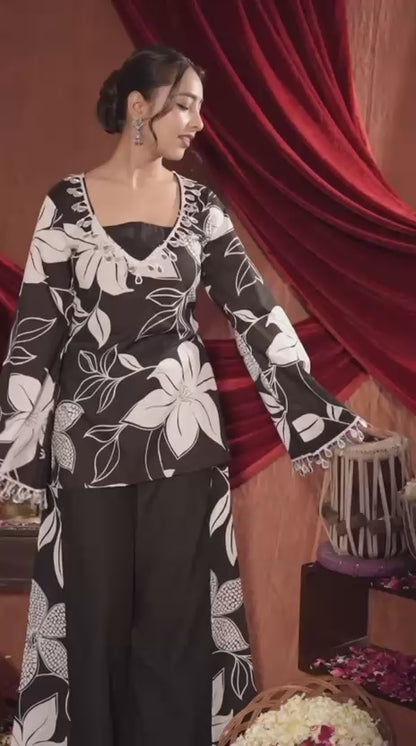 Festive Elegance with this Stunning Maroon Floral Coord Set