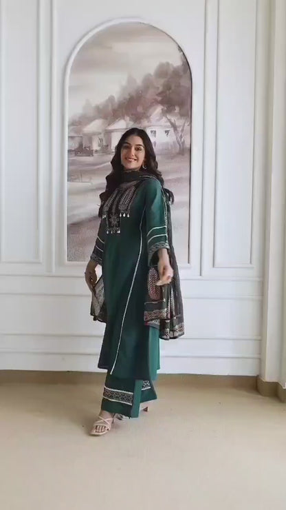 Designer Festive Wear Suit Set with Embroidered Neckline and Dupatta (nama003)